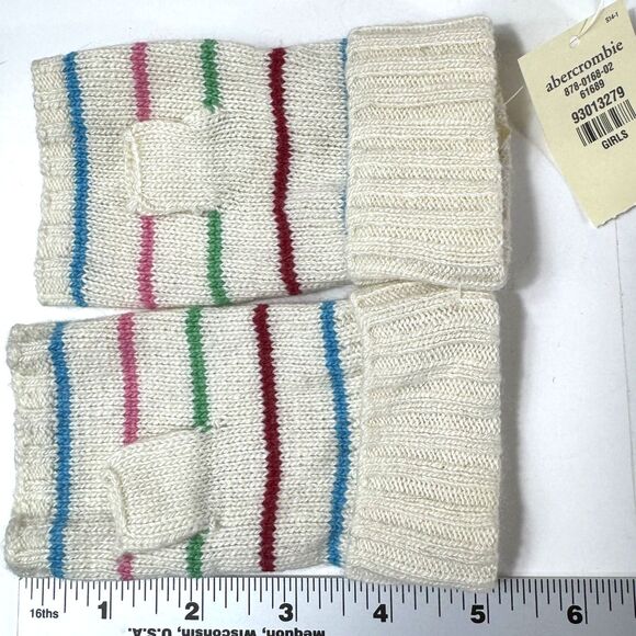 NWT Abercrombie Girls Stripe Knit Fingerless Gloves Mittens Cozy Soft VTG Y2k - Picture 5 of 8